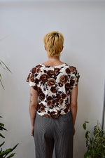 Sixties Brown Floral Top