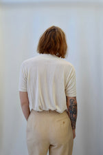 Cream Silk Mock Neck