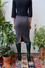 Ribbed Wool Pencil Skirt