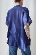 Navy Gauze Cotton Tunic Top