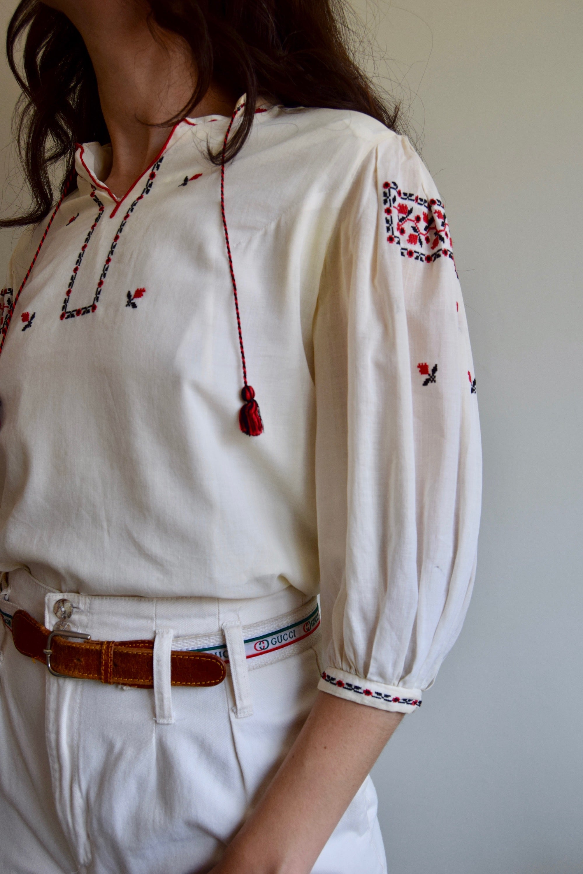 1970's Eastern European Embroidered Peasant Blouse