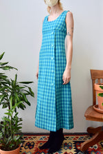 Teal Plaid Wool Dress