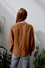 Collared Caramel Silk Blouse
