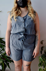 Periwinkle Plaid Cotton Romper