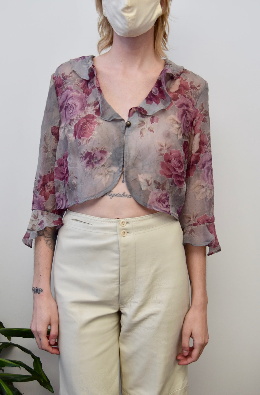 Rose Crinkle Crop Top