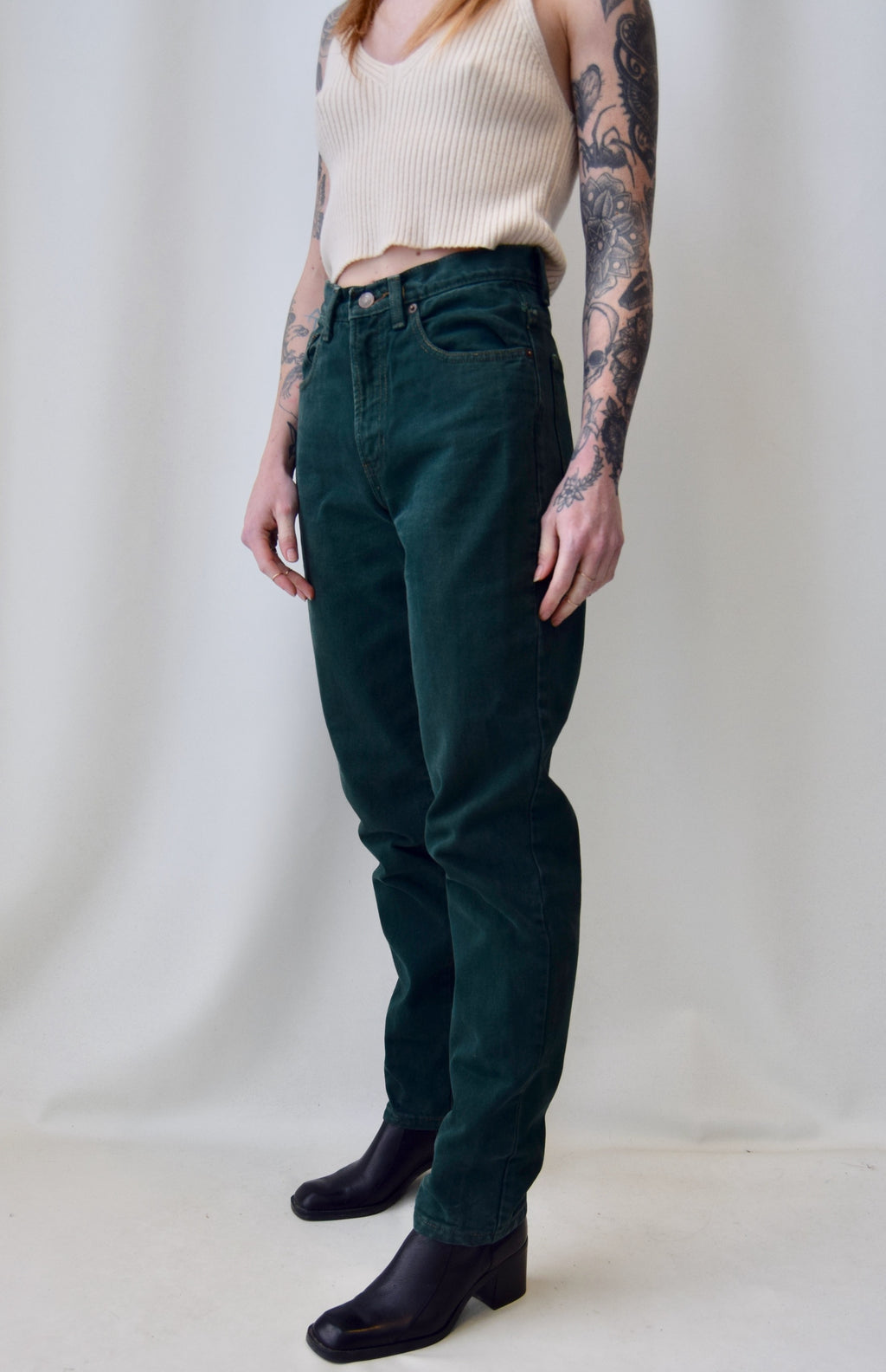 Pine Green Mom Jeans