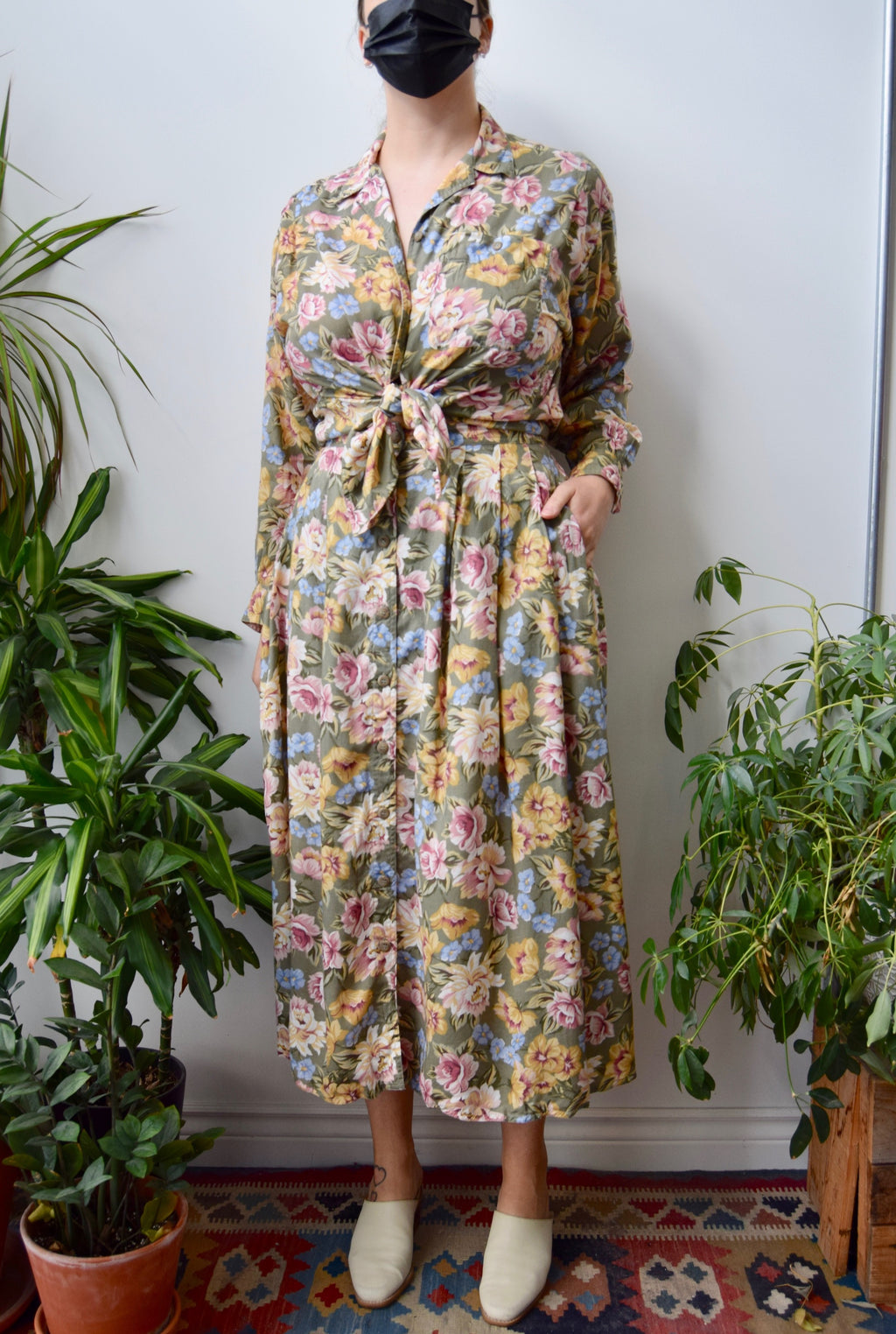Muted Floral Rayon Skirt Set