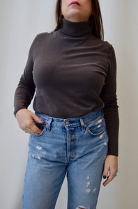 Carob Silk Knit Turtleneck