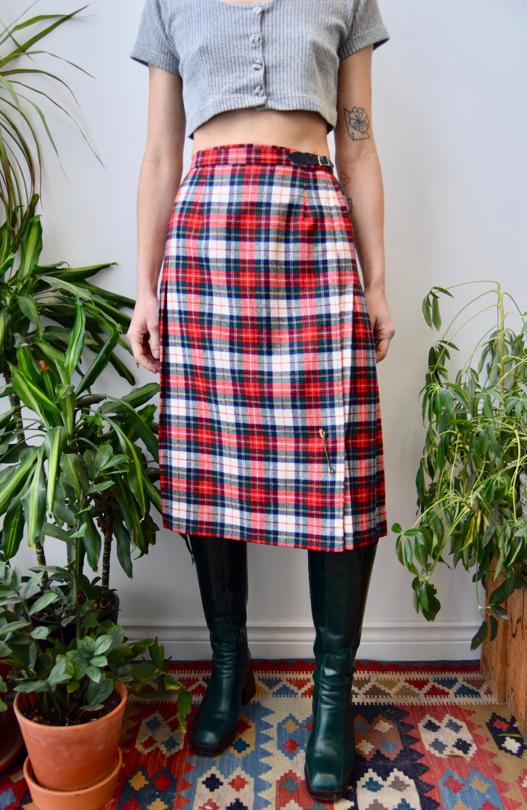 Midi kilt sale skirt