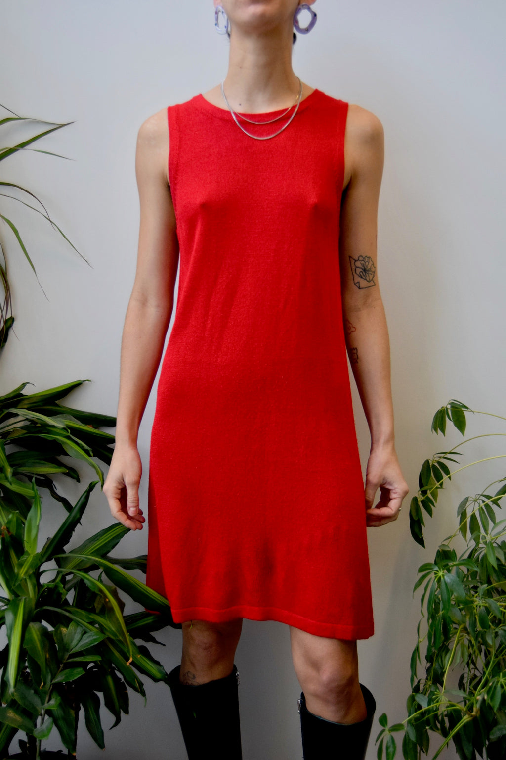 Red Knit Day Dress