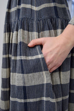 Steel Blue and Grey Plaid Cotton Dress