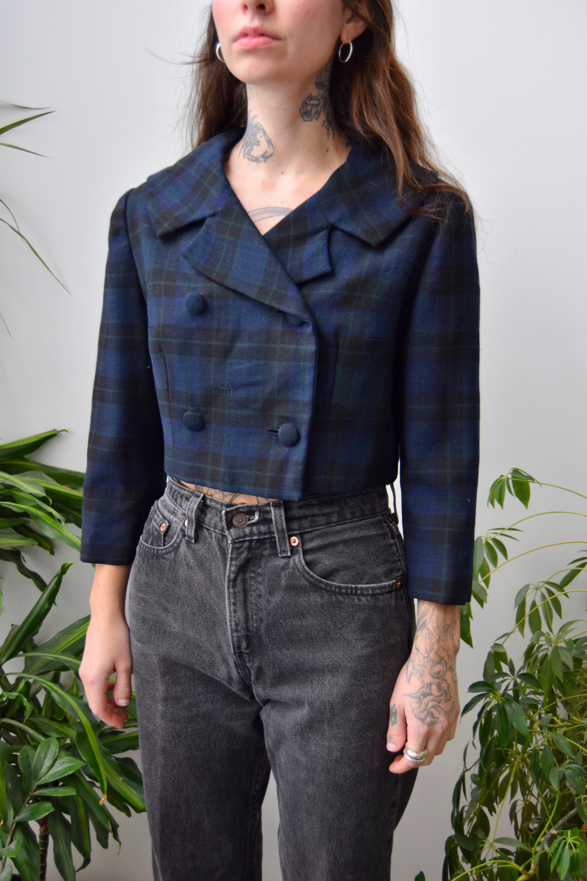 Plaid Cropped Jacket