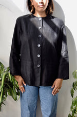 Black Linen Boxy Shacket