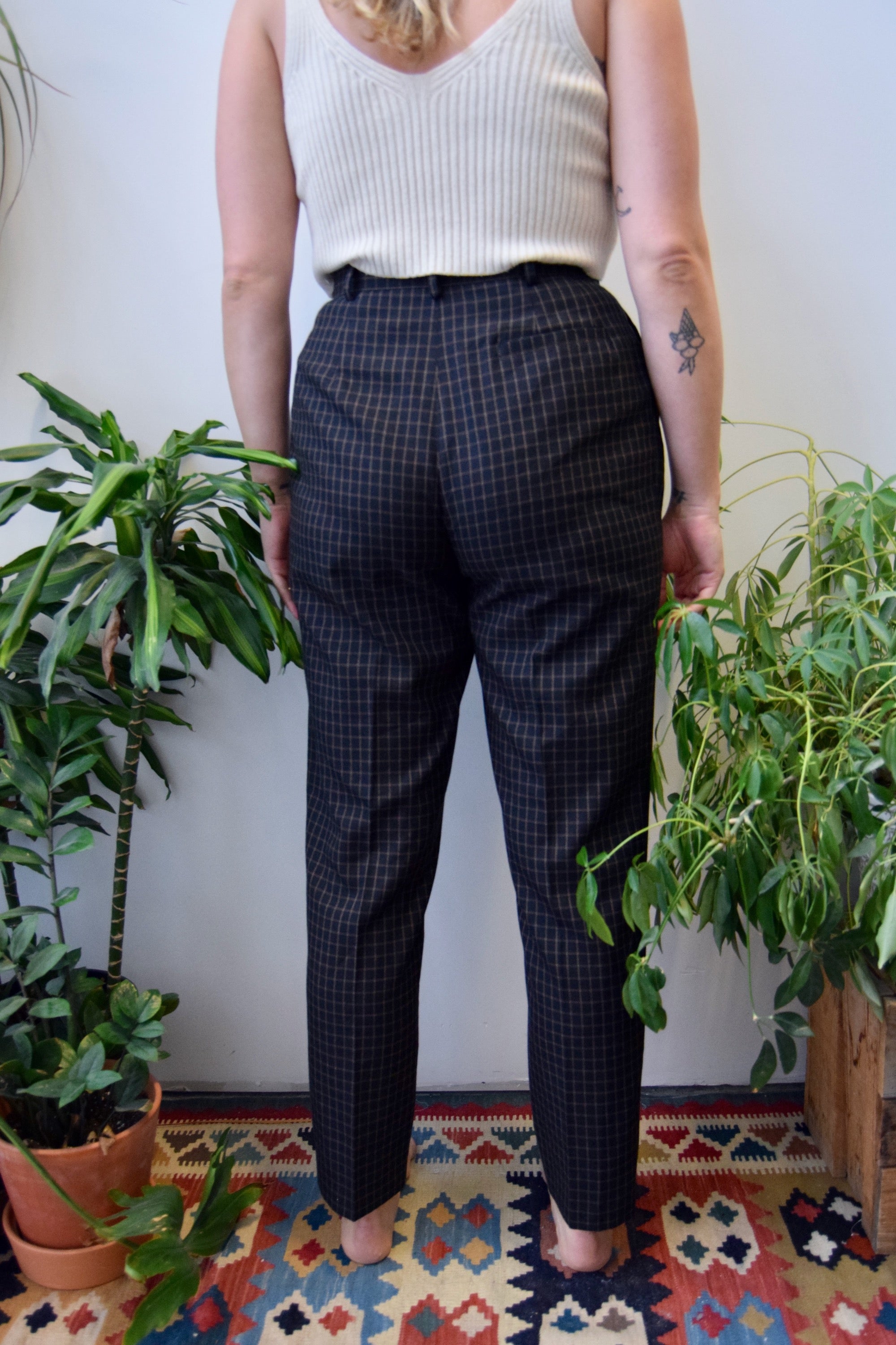 Grid Patterned Trousers