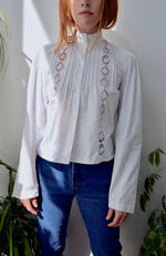 Vintage High Collar Cotton Top