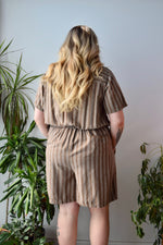 Cocoa Striped Silk Romper