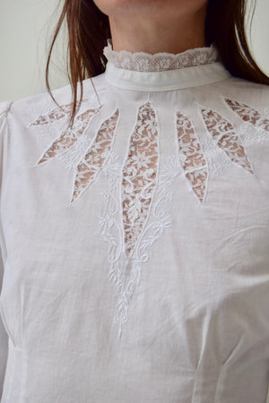 80's Antique Inspired Lace Window Blouse