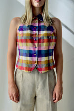 Rainbow Raw Silk Gingham Top