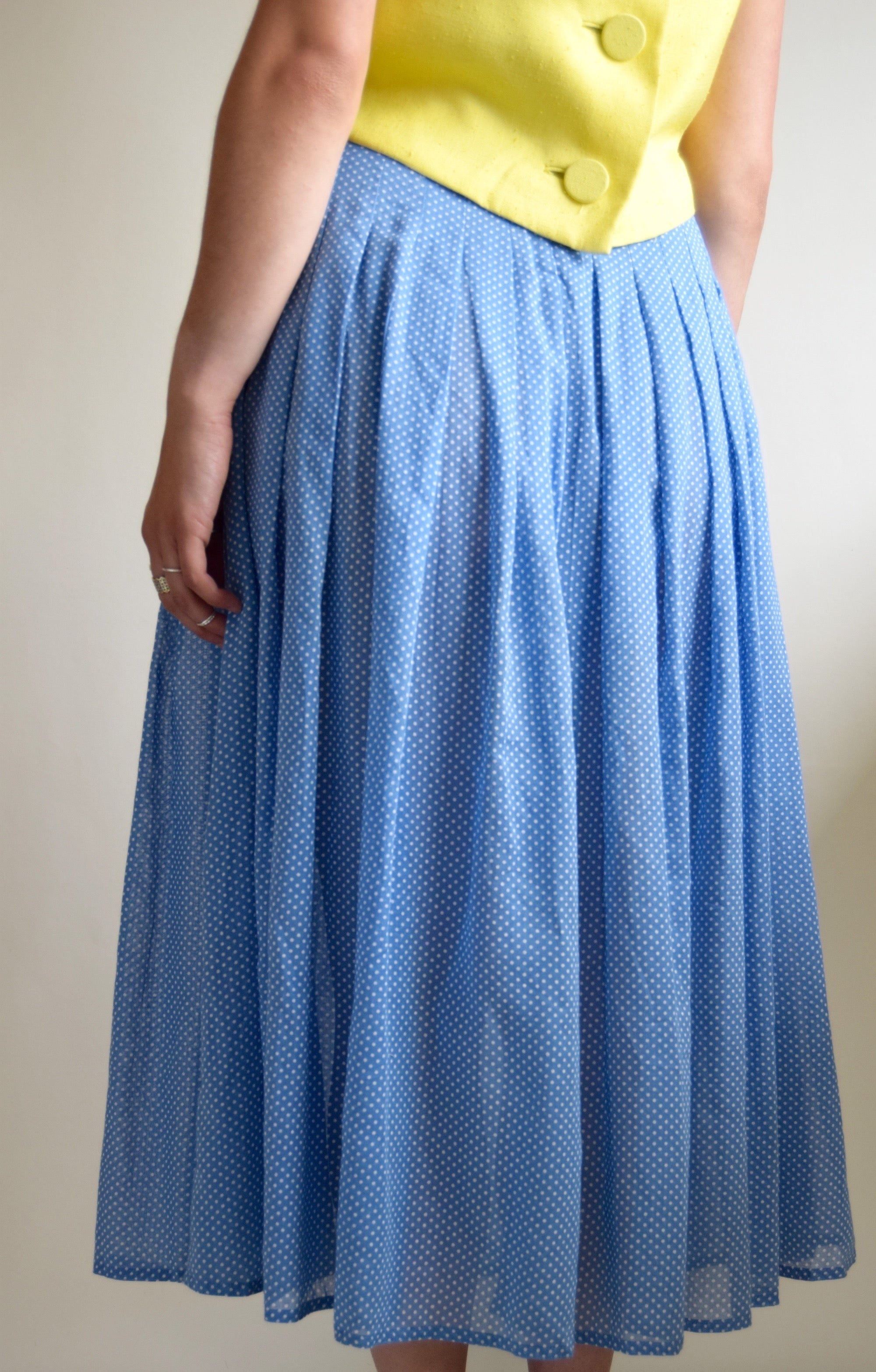 Vintage Lizsport Cotton Polka Dot Midi Skirt