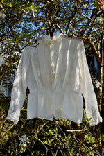 Antique High Collar Lace And Cotton Gauze Top