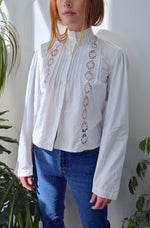 Vintage High Collar Cotton Top