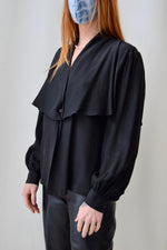 Black Silk Cape Top
