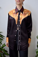 Seventies Satin Embroidered Western Shirt
