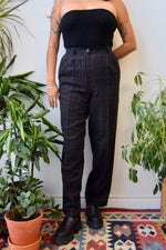 Dark Plaid Wool Trousers