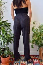Dark Plaid Wool Trousers