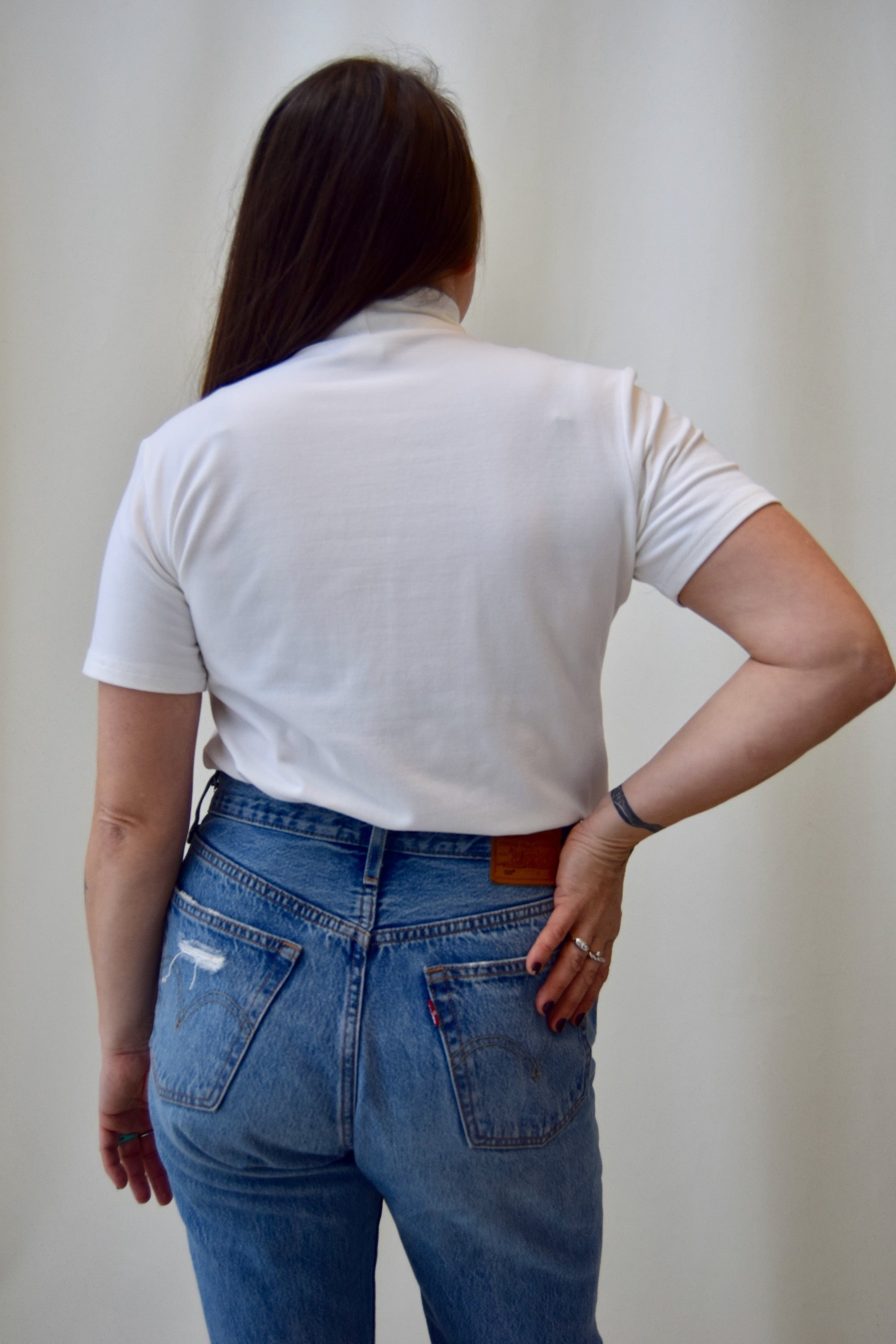 White Mock Neck Top