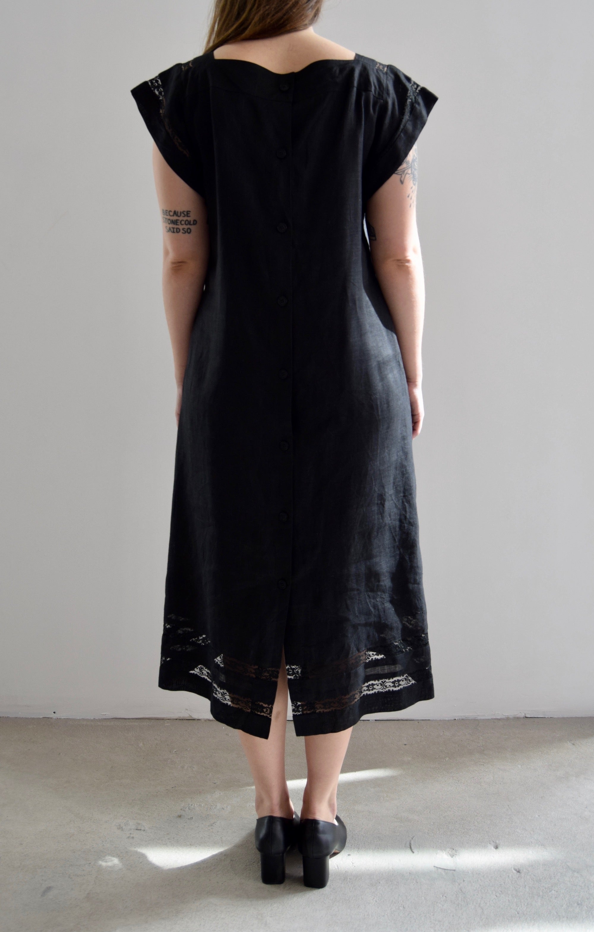 Vintage Albert Nipon Black Linen Dress