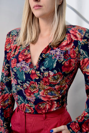 Cropped Floral Wrap Top