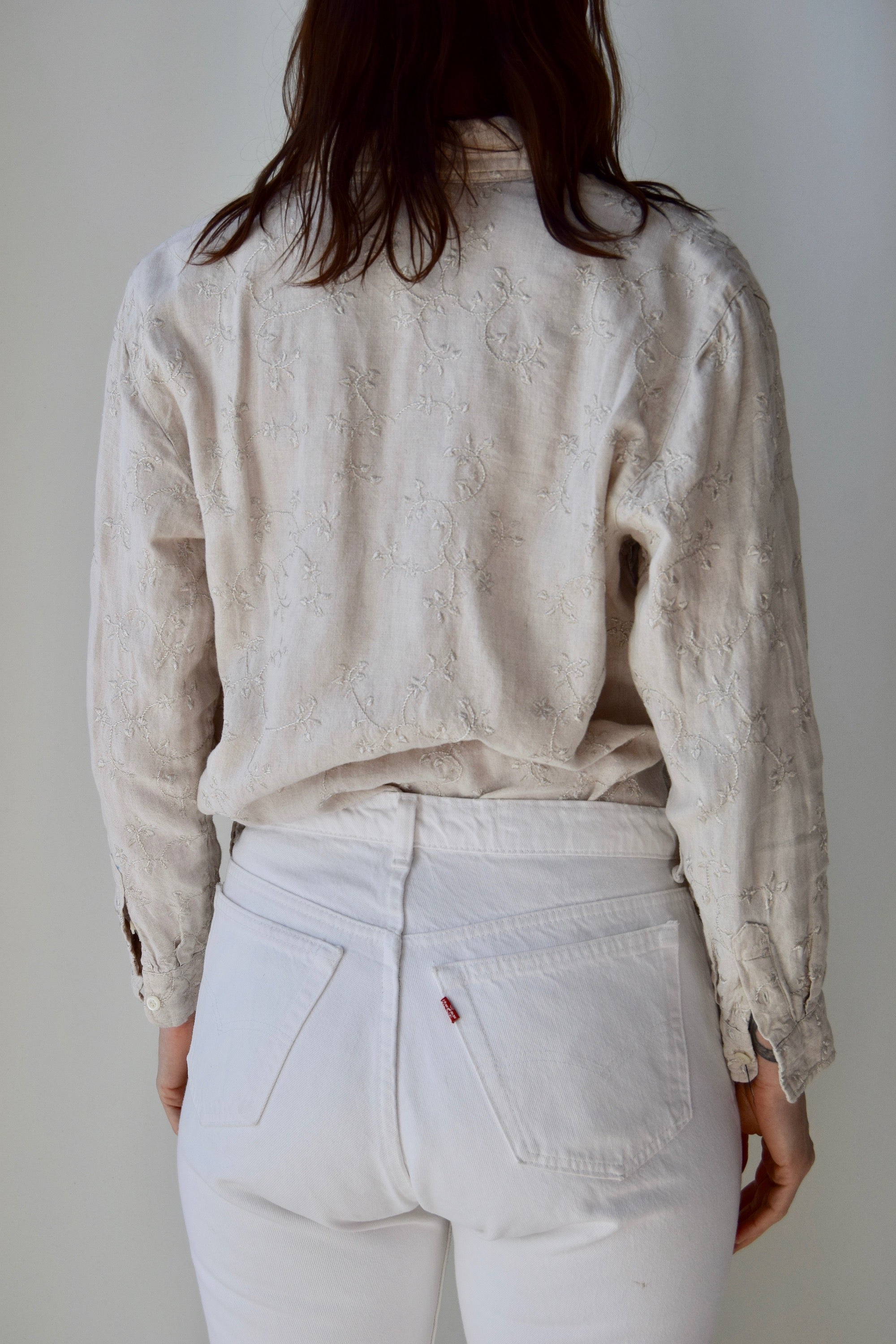 Embroidered Linen Top