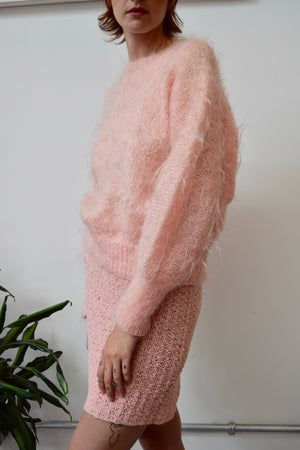 Soft Pink Fuzzy Mohair Sweater