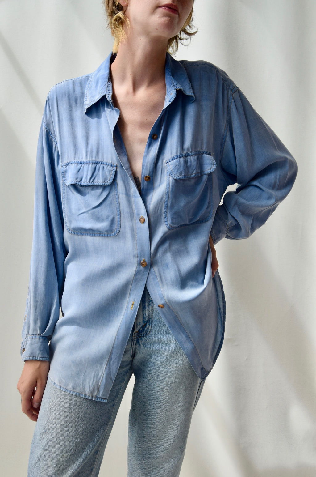 Chambray Silk Top