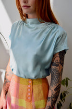 Iridescent Baby Blue Vintage Top