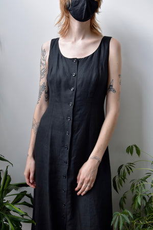 Black Linen Button Down Dress