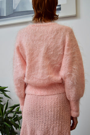 Soft Pink Fuzzy Mohair Sweater