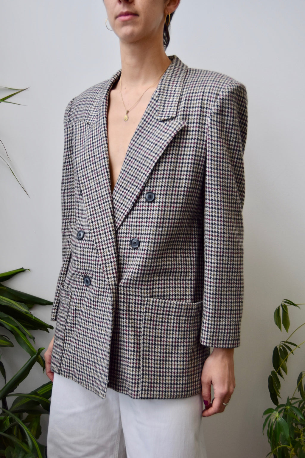 Houndstooth Double Breasted Blazer