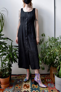 Black Linen Button Down Dress