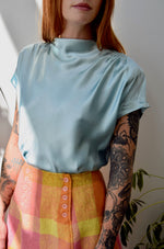 Iridescent Baby Blue Vintage Top