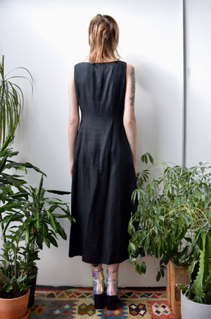 Black Linen Button Down Dress