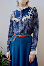 Blue Western Bib Top