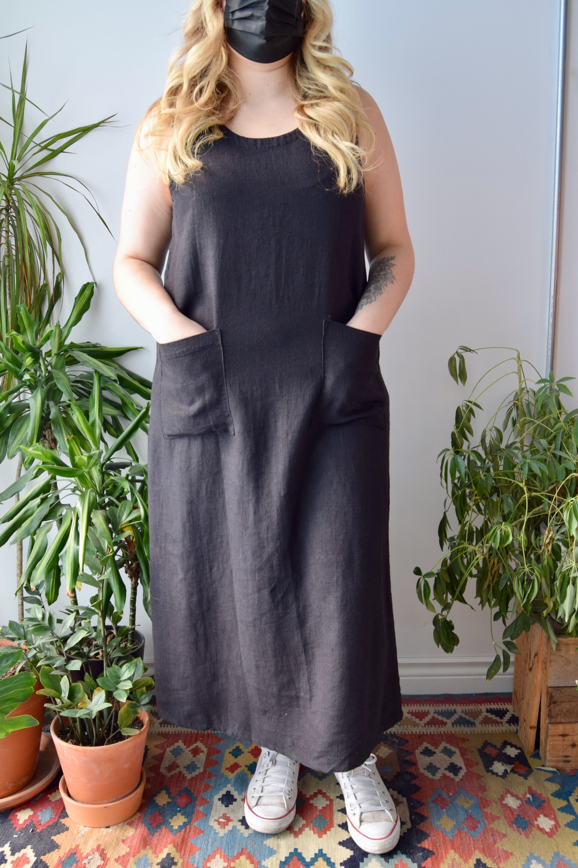 Black Linen Tank Markey Dress