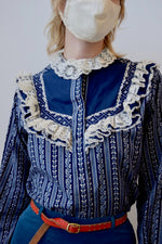 Blue Western Bib Top