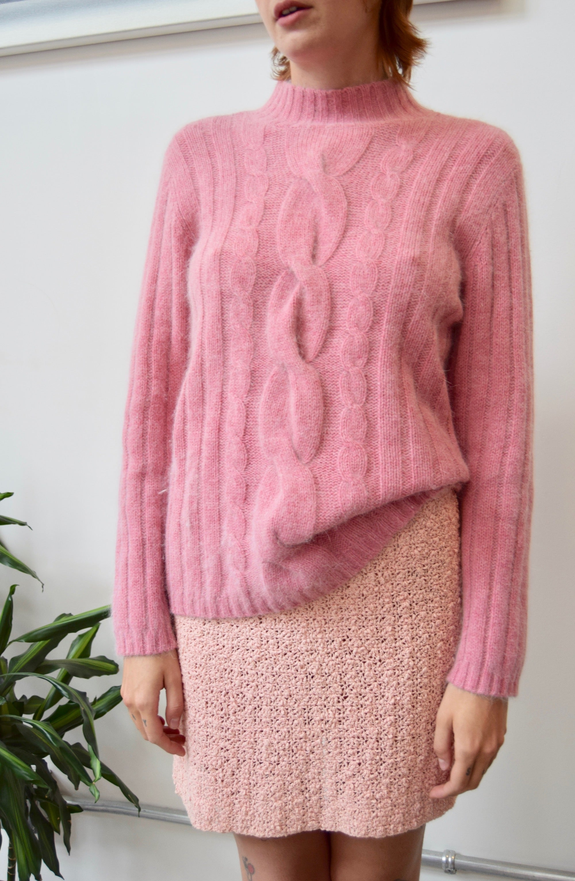 Bubblegum Angora Cable Knit