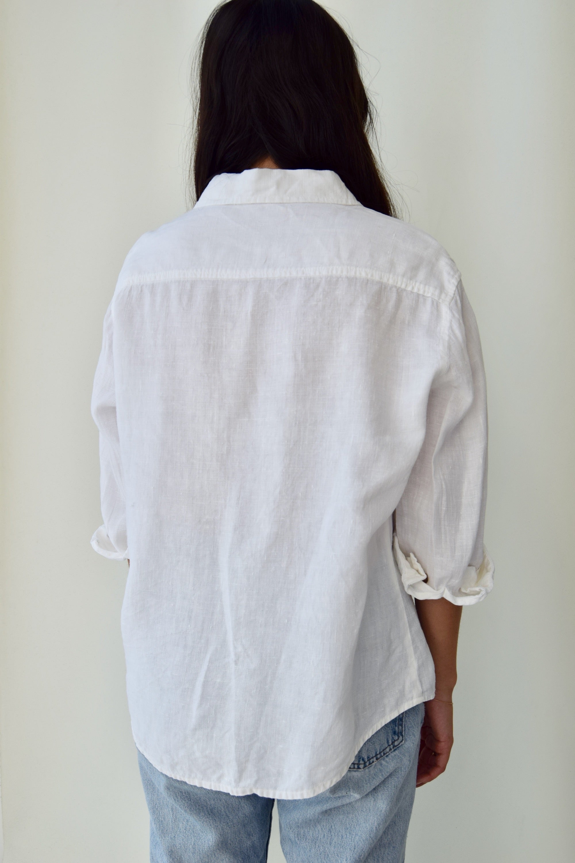 Shell Button Linen Blouse