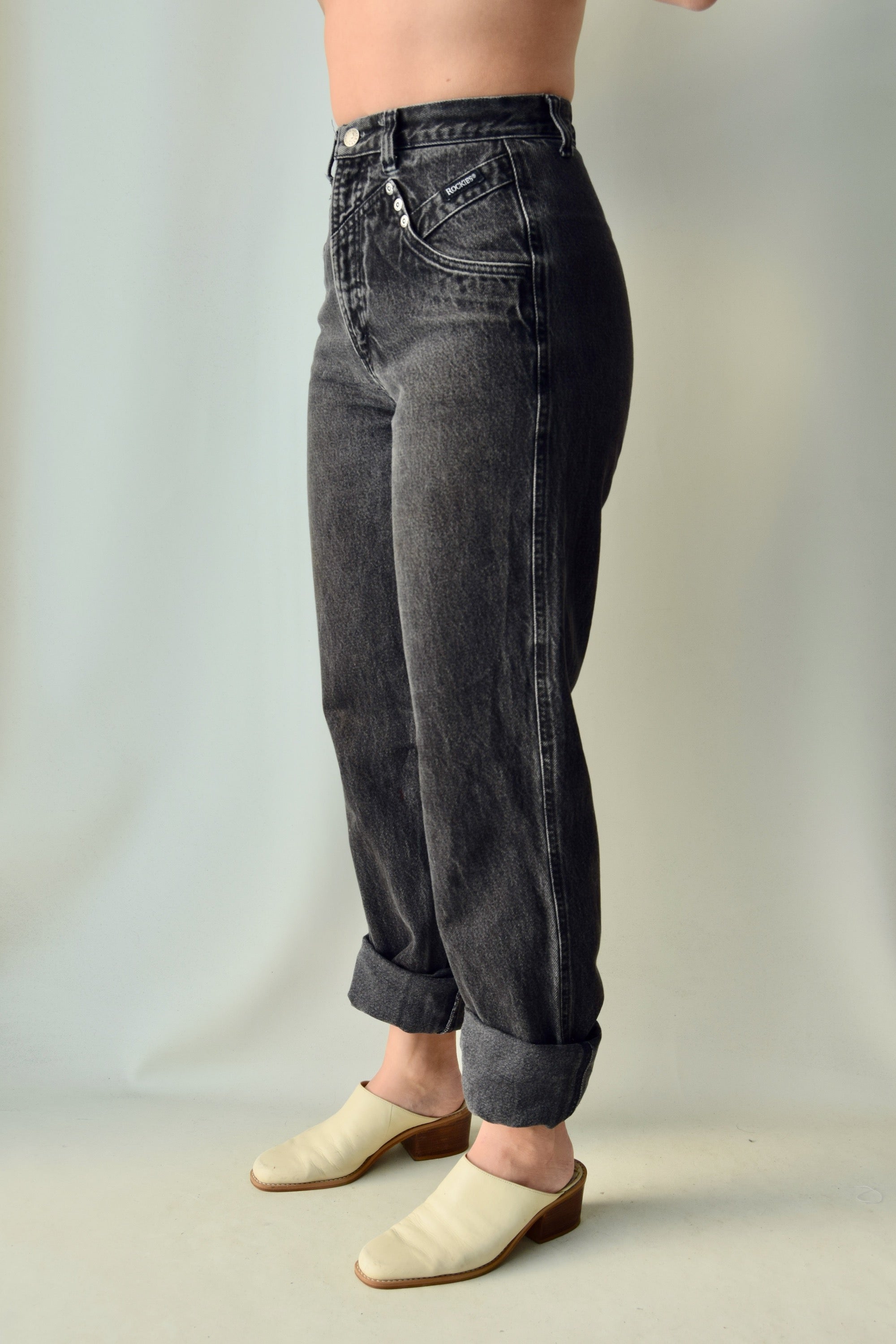 Faded Wash Western Jeans