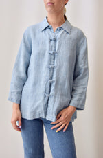 Stone Wash Blue Linen Top