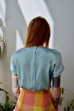 Iridescent Baby Blue Vintage Top